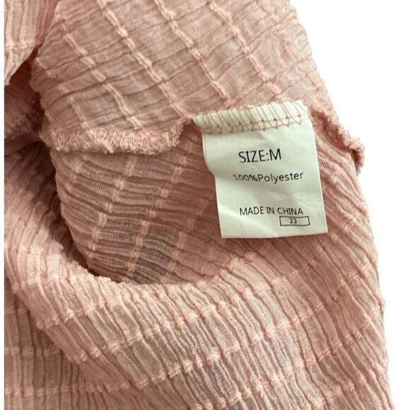 Dusty Pink Patterned Long Sleeve Tie Top Blouse M - Picture 4 of 4